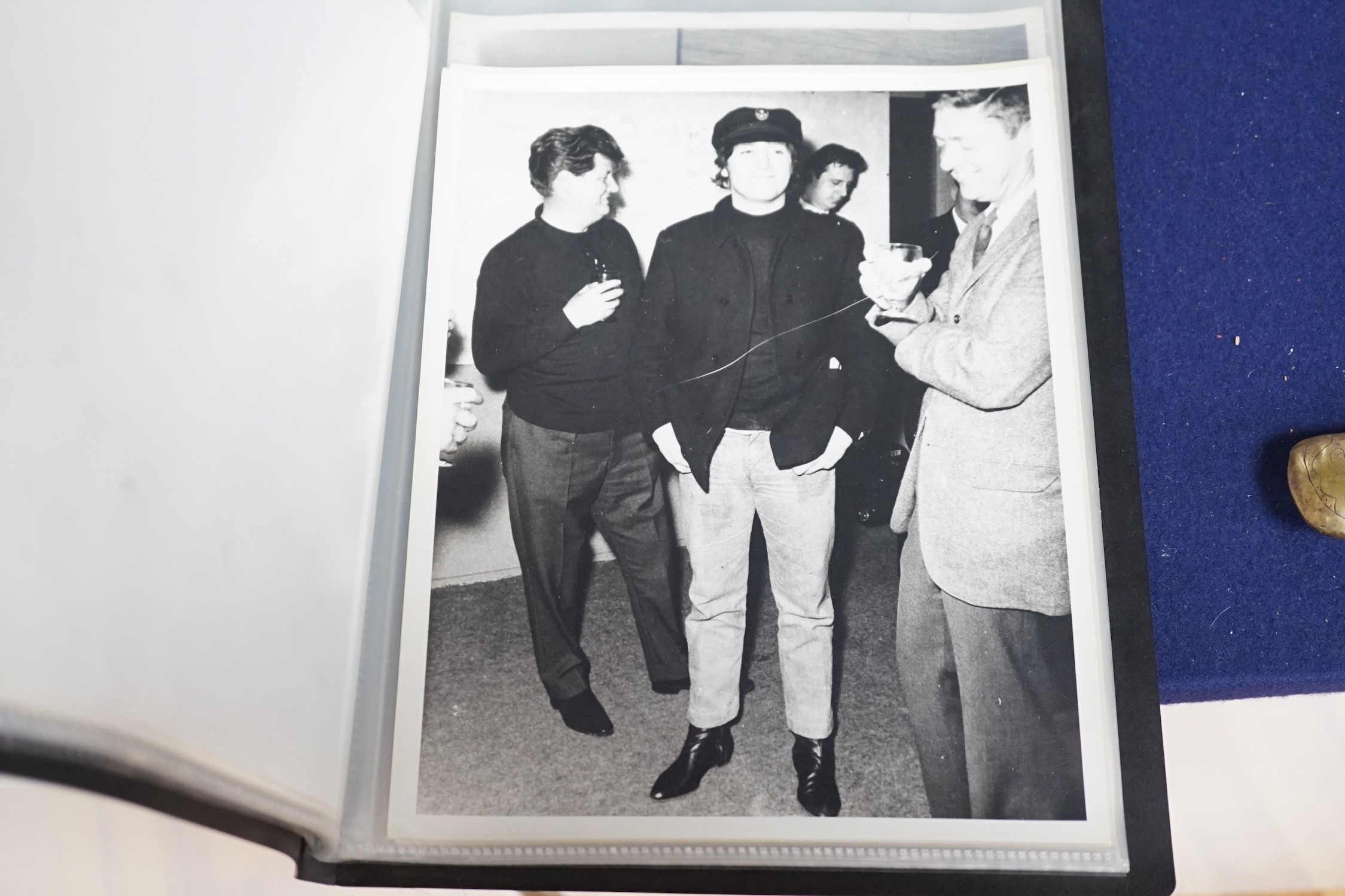 A large collection of black and white photographs relating to The Beatles, approx 45 photographs total